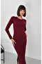 Cindy Slit Long Sleeve Crew Neck Slim Fit Maxi Dress - 2