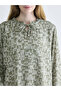 Lcw Grace Khaki Ruffled Tie Neck Patterned Women's Tunic - 3