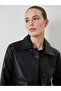Vizyon New Season Shirt Collar Women's Leather Look Jacket - 3
