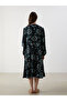 Black Scoop Neck Floral A-Line Dress - 4