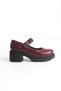 K-708 Burgundy Wrinkled Patent Leather Buckle High-Sole Loafer Shoes - 4