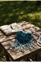 Petrol Green Tasseled Knitted Handmade Women's Shoulder Bag - with Chain Strap - 2