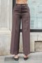 Women's Lightweight Stretchy Fabric High Waist Side Pockets Wide Leg Palazzo Pants-Brown - 3