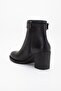 Black Women's Heeled Boots Faux Leather Terrmo Sole Flat Bottom - 6