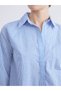 Alita City with a Difference of Color, Lcwaikiki Classic Blue Shiny Stone Poplin Women's Shirt - 3