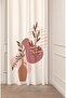 Leaf Vase Bohemian Minimalist Beige Cream Patterned Special Design Digital Printed (Single Wing) Stylish Background Curtain
