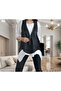 New Season Long Sleeve Asymmetric Blouse and Leather Vest Combination Women's Set - 2