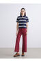 Two Mt Shop Quality Lcw Vision Navy Blue Combed Cotton Striped Standard & Regular Short Sleeve Women's T-Shirt - 2