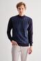 Navy Blue Half Turtleneck Long Sleeve Pocketless Comfort Fit Cotton Knitwear Sweater 1012255212