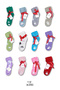 Snow Patterned Winter Women's Thermal Ribbed Ankle Warm Thick Socks Set - 3 Pairs - 8
