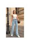 Blue High Waist Wide Leg Denim Jeans - 2