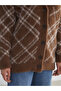 Lcw Modest Brown V-Neck Patterned Women's Knitwear Cardigan - 3