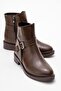 Women's Boots with Side Buckle Brown Leather