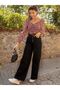 Black Wide Leg Loose Women's Jeans Pants Non-Fading Black - 3