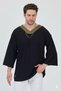 V-Neck 4/3 Sleeve Oversized T-Shirt with Ruffles Off-Shoulder - 5