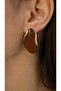 Gold Brown Wavy Plate Vintage Earrings - 2