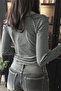 Smoked Black Striped Buttoned Street Y2K Long Sleeve Crop - 2