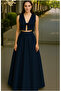 Women's Satin Front Tie Dark Blue Bustier - 2