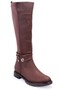 Dza07-43621911 Brown Daily Stretch Flat Heel Women's Boots