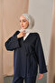 Women's Side Tie Suit Navy Blue - 2