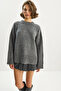 Women's Anthracite Soft Crew Neck Oversize Knitwear Sweater 60282032 - 5