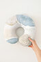 Abstract Gold Dot Detailed Ergonomic Neck Pillow - Pastel Blue Beige Modern Soft Travel Pillow - 3