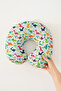 Colorful Dinosaur Themed Cotton Neck Pillow - Green Orange Travel Pillow with Fun Pattern - 2
