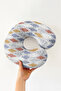 Ethnic Patterned Cotton Neck Pillow - Geometric Motif Blue Yellow Travel Pillow - 3