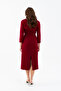 Women's Burgundy Slim Fit Accessory Detail Midi Dress - 6