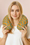 Retro Floral Pattern Ergonomic Neck Pillow - Orange Green Adult Travel Pillow - 3