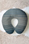 Striped Modern Cotton Neck Pillow - Natural Blue Beige Tone Ergonomic Travel Pillow - 4