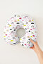 Colorful Rainbow Cloud Cotton Neck Pillow - Cheerful Pastel Yellow Pink Travel Pillow - 3