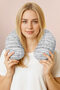 Black and White Striped Cotton Neck Pillow - Modern Minimalist Gray White Soft Travel Pillow - 2
