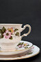 Elit Series Pink Floral Vintage Porcelain Coffee Cup 3 Piece Set 150 ml - 2