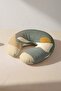 Abstract Nature Themed Neck Pillow - Minimalist Landscape Green Beige Yellow Travel Pillow - 5