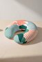 Mountain Landscape Patterned Cotton Neck Pillow - Pastel Green Salmon Cloudy Soft Travel Pillow