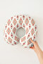 Ethnic Geometric Pattern Cotton Neck Pillow - Pastel Cream Brown Adult Travel Pillow - 7