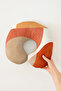 Retro Colorful Ergonomic Neck Pillow - Modern Wave Orange Beige Travel Pillow - 2