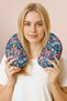 Sea Themed Colorful Neck Pillow - Navy Blue Cotton Travel Pillow with Coral Fish Pattern - 4