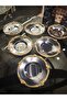 6-Piece Steel Silver-Plated Gold Rose Zamak Tea Plate