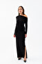 Women's Black Knot Detail Long Knitted Dress - 2