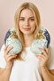 Ethnic Patterned Ergonomic Neck Pillow - Geometric Motif Yellow Green Navy Blue Travel Pillow - 2