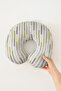 Geometric Modern Striped Neck Pillow - Soft Travel Pillow in Yellow Gray Combination - 7