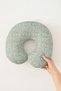 Floral Green Ergonomic Neck Pillow - Light Mint Travel Pillow with Vintage Pattern - 3