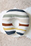 Colorful Wave Striped Ergonomic Neck Pillow - Retro Pastel Yellow Green Navy Blue Travel Pillow - 3