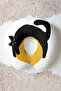 Cotton Neck Pillow with Cat Figure - Modern Black Yellow Design Travel Pillow - 2