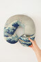 Japanese Wave Themed Ergonomic Neck Pillow - Artistic Blue Beige Adult Travel Pillow - 4