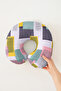 Modern Geometric Pattern Cotton Neck Pillow - Colorful Line Pink Yellow Travel Pillow - 3