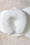 Gray White Striped Cotton Neck Pillow - Modern Minimal Design Soft Travel Pillow - 3