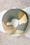 Abstract Nature Themed Neck Pillow - Minimalist Landscape Green Beige Yellow Travel Pillow - 3